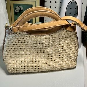 Fossil Straw Crossbody/Top Handle with Leather Trim